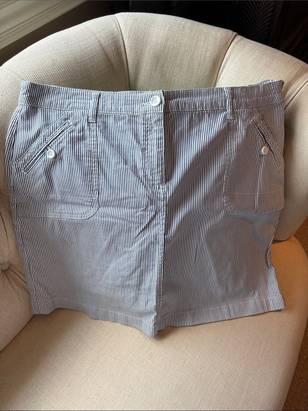 Karen Scott Blue and White Striped Skort